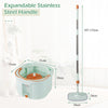Spin Mop and Bucket Set Square with 8 Microfiber Mop Pads-Green