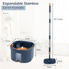 Spin Mop and Bucket Set Square with 8 Microfiber Mop Pads-Navy
