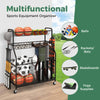 Sports Equipment Storage Rack Rolling Sports Ball Storage Cart-Black