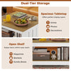 Square Coffee Table with Storage Shelf for Home Waiting Room-Natural