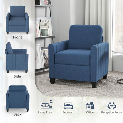 HOMCOM Modern Boxy Linen-Look Armchair - Blue