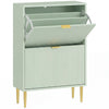 HOMCOM Elegant Two-Drawer Shoe Cabinet - Light Green