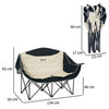 Outsunny Double Camping Chair for Adults, Oversized Heavy Duty Padded Folding Chair with Armrests, Cup Holders and Carry Bag for Outdoor Camping Hiking Picnic Fishing, 250kg Capacity, Khaki