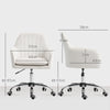 HOMCOM Velvet-Feel Office Chair with Adjustable Height and Wheels - Cream White