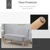 HOMCOM Modern Velvet Double Seat Sofa w/ Wood Frame Foam Padding High Back Soft Comfortable Compact Couch Light Grey