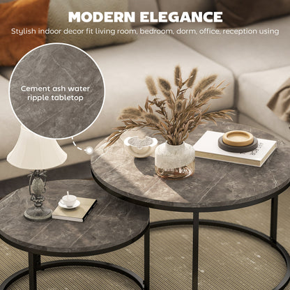 HOMCOM Industrial Nesting Coffee Table Set of 2 in Marble Dark Grey