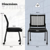 Stackable Armless Waiting Room Guest Chair with Wheels Set of 4-Black