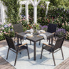 Stackable Patio Chairs Set of 2 Outdoor Breathable Fabric Dining Chairs with High Backs-Black