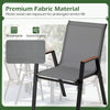 Stackable Patio Chairs Set of 2 Outdoor Breathable Fabric Dining Chairs with High Backs-Grey