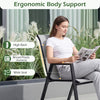 Stackable Patio Chairs Set of 2 Outdoor Breathable Fabric Dining Chairs with High Backs-Grey
