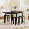 Stackable Stools Set of 4 with Rolling Base Solid Rubber Wood Nesting Stools-Black