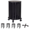 Stackable Stools Set of 4 with Rolling Base Solid Rubber Wood Nesting Stools-Black