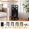 Stackable Stools Set of 4 with Rolling Base Solid Rubber Wood Nesting Stools-Black