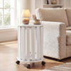 Stackable Stools Set of 4 with Rolling Base Solid Rubber Wood Nesting Stools-White
