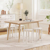Stackable Stools Set of 4 with Rolling Base Solid Rubber Wood Nesting Stools-White