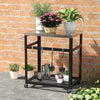 2-tier Stainless Steel Grill Cart with Wheels and Handle-Black