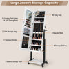 Lockable Jewelry Armoire Organizer with 3-Color Dimmable LED Full-Length Mirror-White