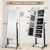 Lockable Jewelry Armoire Organizer with 3-Color Dimmable LED Full-Length Mirror-White