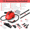 Steam Cleaner 2000W High Pressure Steamer Cleaning Machine with 15-Piece Accessories-Red
