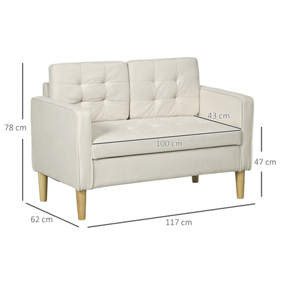 HOMCOM Modern Loveseat Sofa in Cream White
