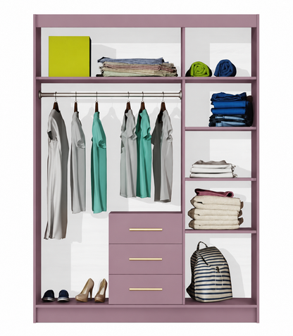 Bali II D3 Hinged Mirrored Door Wardrobe 147cm