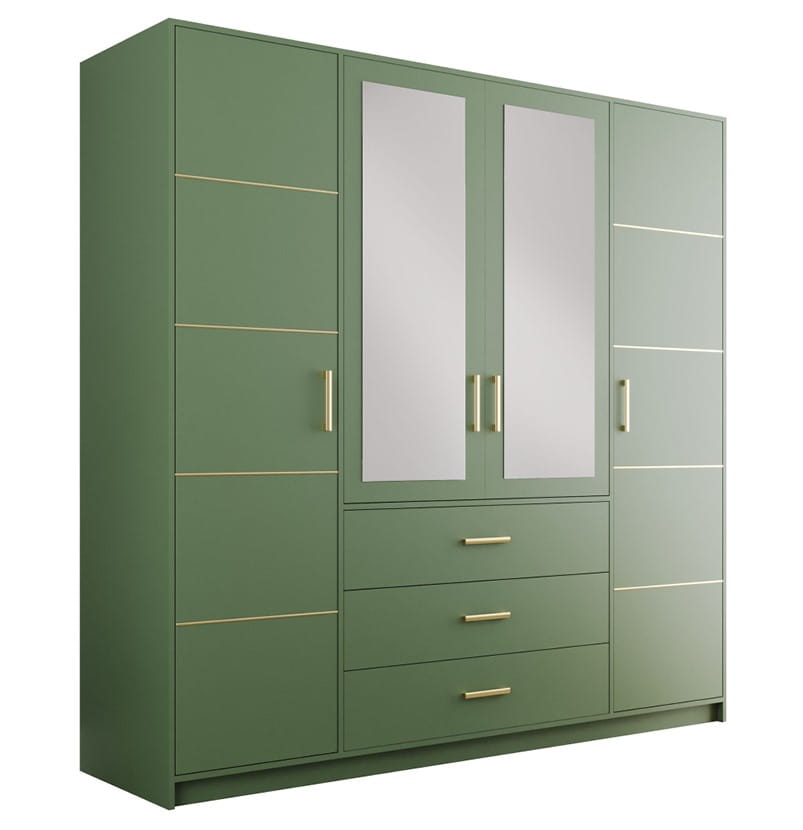 Bali II D4 Hinged Mirrored Door Wardrobe 196cm