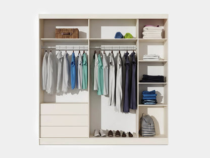 Manhattan Sliding Door Wardrobe 226cm (MANHATTAN-226) in Cashmere and Blac Glass