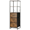 Storage Cabinet with 3 Drawers and 3-Tier Tall Shelf for Bedroom -Rustic Brown