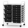 Storage Cart with 2-Size Drawer Rolling Cart Large Countertop Side Handles-Black