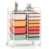 Storage Cart with 2-Size Drawer Rolling Cart Large Countertop Side Handles-Macaron