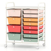 Storage Cart with 2-Size Drawer Rolling Cart Large Countertop Side Handles-Macaron