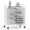 Storage Cart with 2-Size Drawer Rolling Cart Large Countertop Side Handles-Transparent