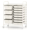 Storage Cart with 2-Size Drawer Rolling Cart Large Countertop Side Handles-White