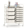 Storage Cart with 2-Size Drawer Rolling Cart Large Countertop Side Handles-White