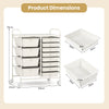 Storage Cart with 2-Size Drawer Rolling Cart Large Countertop Side Handles-White