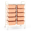 Storage Rolling Cart with 10-Drawer for Tools Scrapbook Paper Organising-Soft Peach