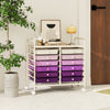 Storage Rolling Cart with Drawer and Large Countertop Side Handles-Purple