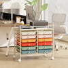 Storage Rolling Cart with Drawer and Large Countertop Side Handles-Macaron