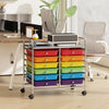 Storage Rolling Cart with Drawer and Large Countertop Side Handles-Multicolor