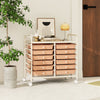 Storage Rolling Cart with Drawer and Large Countertop Side Handles-Pink
