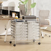 Storage Rolling Cart with Drawer and Large Countertop Side Handles-Transparent