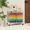 Storage Rolling Cart with Drawer and Large Countertop Side Handles-Colourful