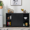 Storage Sideboard with Sliding Door and Double Partition-Black