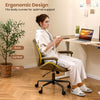 Suede Fabric Office Chair Swivel Adjustable with Padded Arms and Wheels-Olive Green