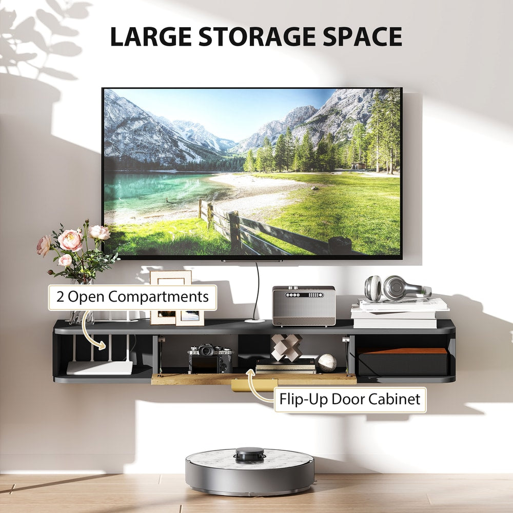 HOMCOM 120 cm Floating TV Stand with Storage in Charcoal Grey