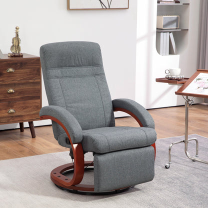 HOMCOM 135 degrees Manual Reclining Swivel Chair, with Footrest - Grey