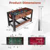 Swivel Game Table 2-in-1 Foosball and Pool Combo Space-saving-Brown