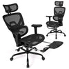 Swivel Rolling Mesh Ergonomic Office Chair with Footrest High Back-Black
