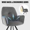 2 PCS Swivel Accent Arm Chairs with Metal Legs and Anti-slip Foot Pads-Grey