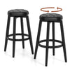 Swivel Bar Stool Set of 2 with Footrest Retro-Black-76 cm